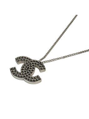 Chanel Necklace Silver CC Logo Perforated